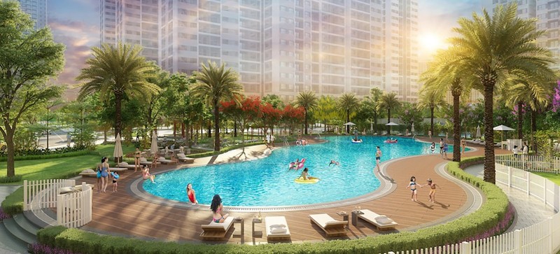 Bể bơi người lớn và trẻ em tích hợp rộng tới 1.000m² tại The Mirae Park