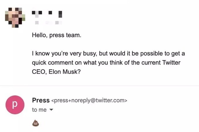 Hộp thư của Twitter tự động gửi email có biểu tượng cục phân mỗi khi nhận được email mới (Ảnh: UL). Hộp thư của Twitter tự động gửi email có biểu tượng cục phân mỗi khi nhận được email mới (Ảnh: UL).