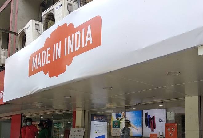 Một cửa hàng điện thoại Xiaomi tại Ấn Độ với tấm biển "Made in India". (Ảnh: Business Today) Ảnh: Business Today