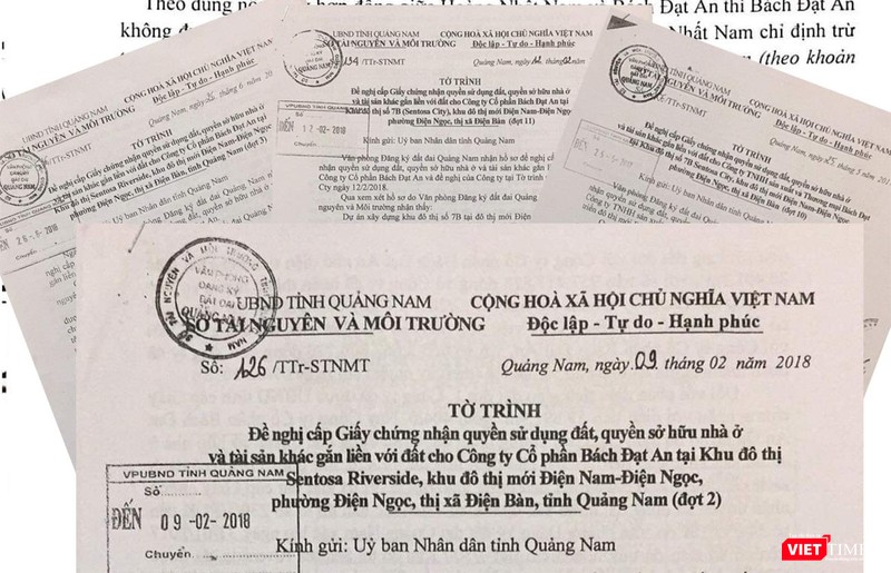 Tờ trình của Sở TNMT tỉnh Quảng Nam đề nghị cấp giấy chứng nhận quyền sử dụng đất tại các dự án do Bách Đạt An làm chủ đầu tư