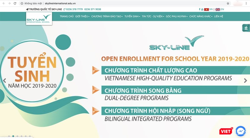 Website của trường liên cấp Skyline với thông báo tuyển sinh là trường quốc tế Website của trường liên cấp Skyline với thông báo tuyển sinh là trường quốc tế