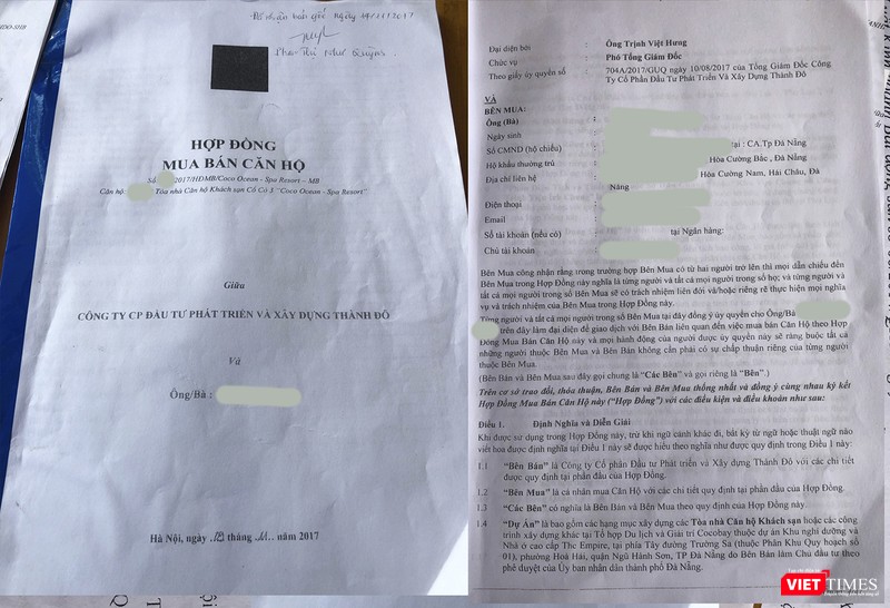 Hợp đồng mua bán căn hộ giữa Công ty Thành Đô và khách hàng Hợp đồng mua bán căn hộ giữa Công ty Thành Đô và khách hàng