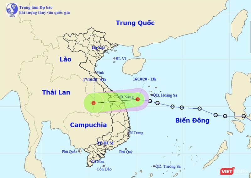 Dự báo của Trung tâm dự báo khí tượng thuỷ văn quốc gia về diễn biến của áp thấp nhiệt đới