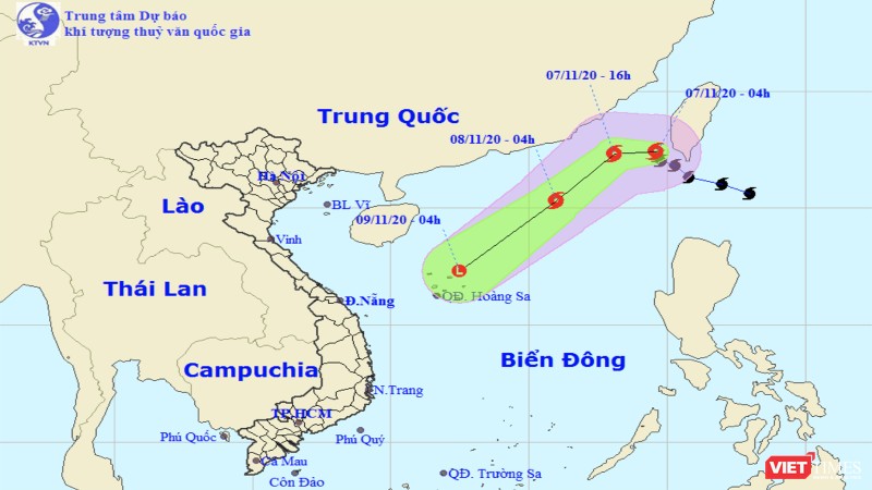 Đường đi của bão Atsani trên biển