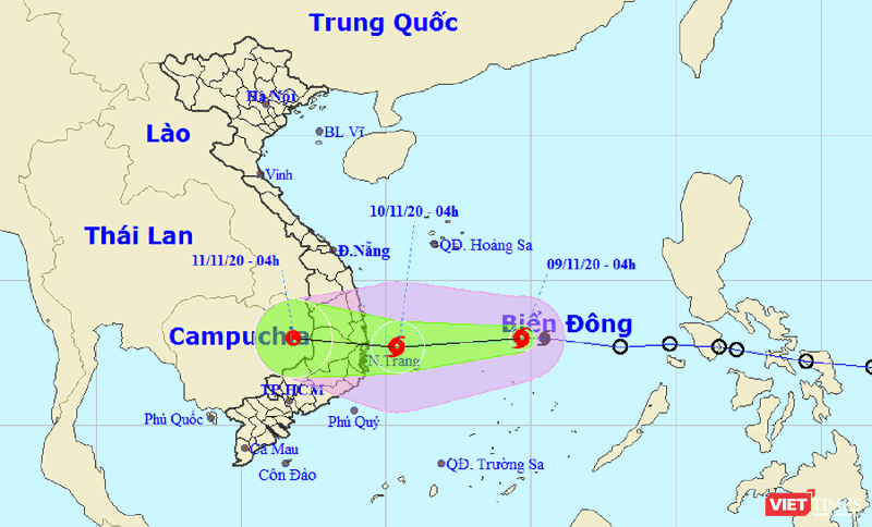 Dự báo đường đi của bão số 12