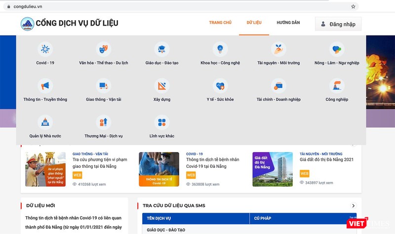 Dữ liệu công khai trên Cổng dữ liệu mở TP Đà Nẵng Dữ liệu công khai trên Cổng dữ liệu mở TP Đà Nẵng