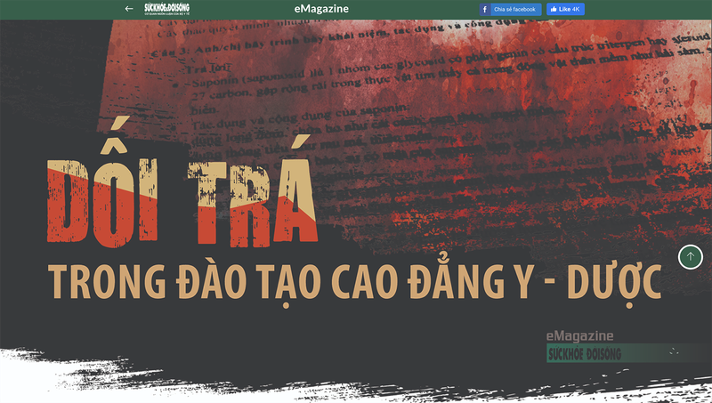 Bài viết "Dối trá trong đào tạo cao đẳng y-dược" đăng trên báo Sức khoẻ &amp; Đời sống