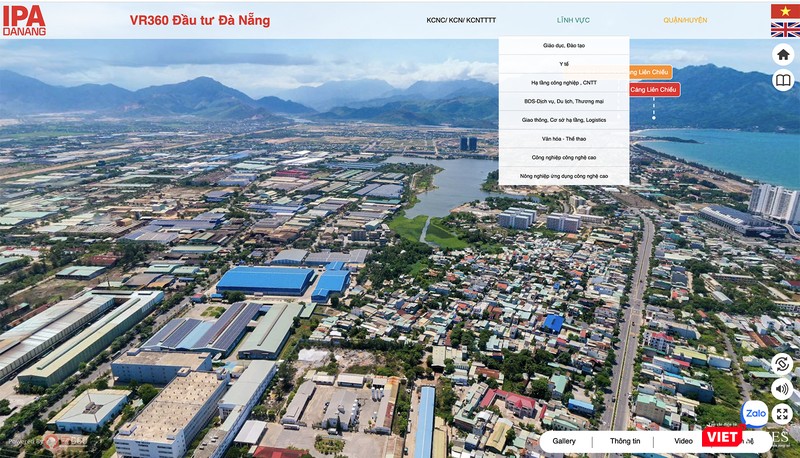 Bản đồ số về các dự án kêu gọi đầu tư vào TP Đà Nẵng được tích hợp theo lĩnh vực và địa lý