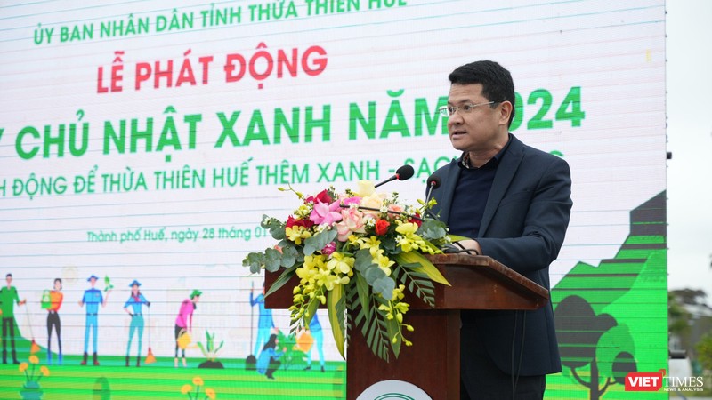 Ông Hoàng Hải Minh - Phó Chủ tịch UBND tỉnh Thừa Thiên Huế - phát biểu tại lễ phát động. (Ảnh: Ngọc Hiếu) vt-ngay-chu-nhat-xanh-1-7170.jpeg