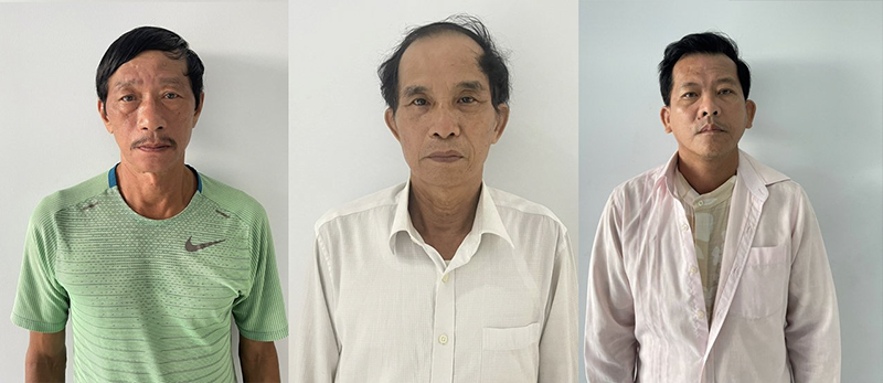 Các đối tượng Nguyễn Huỳnh Văn Đợi, Trần Đình Bá và Đoàn Trọng (ảnh CATP) ca do 1.png
