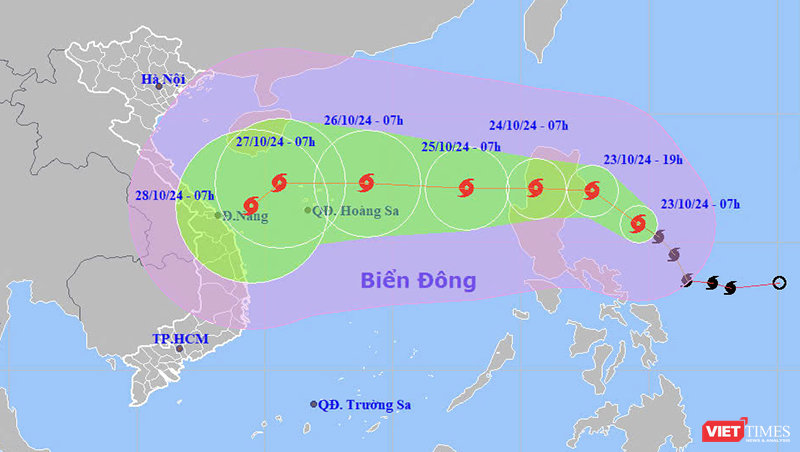 Dư báo đường đi của bão TRAMI trên biển Đông