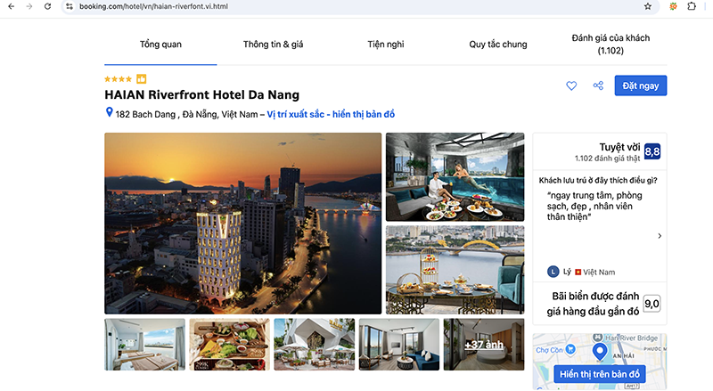 Khách sạn Haian Riverfront (thuộc Công ty CP Dịch vụ Khách sạn Kim Thành – Chi nhánh Sông Hàn, địa chỉ 182 Bạch Đằng, quận Hải Châu) chưa được cấp hạng sao nhưng vẫn hiển thị hình ảnh 4 sao trên các website bán phòng. thao go sao 3.png