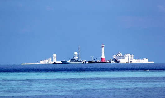 Đảo Gạc Ma hiện đã được Trung Quốc bồi đắp, sau khi sát hại 64 chiến sỹ Hải quân Việt Nam năm 1988. Ảnh: GVT