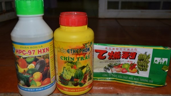 Các loại hóa chất dùng ép chín trái cây.