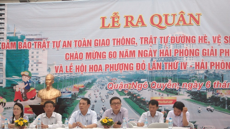 Tới ngày 6/5 các hầu hết cán bộ, lãnh đạo quận Ngô Quyền đã có mặt tại Lễ ra quân đảm bảo TTATGT nhân kỷ niệm 60 năm giải phóng Hải Phòng
