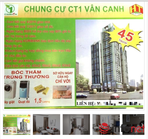 Một rao bán căn hộ chung cư khá mập mờ, "45 triệu/căn" khiến nhiều người giật mình. (Ảnh chụp màn hình website đăng tin rao bán)