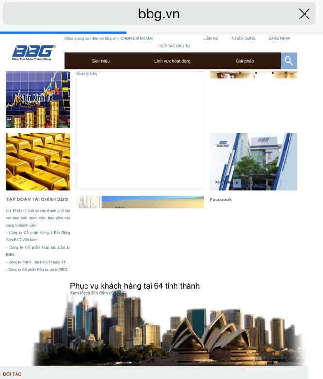 Thông tin về hoạt độn của BBG được giới thiệu trên website của tập đoàn này (Ảnh chụp khi trang web vẫn còn hoạt động) - Ảnh: Thân Hoàng Thông tin về hoạt độn của BBG được giới thiệu trên website của tập đoàn này (Ảnh chụp khi trang web vẫn còn hoạt động) - Ảnh: Thân Hoàng