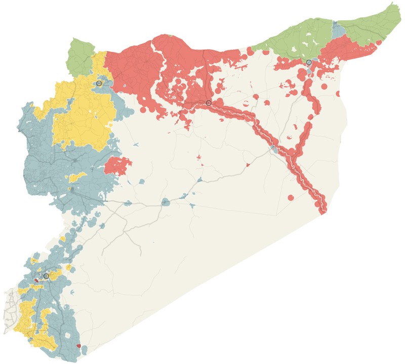 Thay đổi về chiếm cứ lãnh thổ trong 3 năm qua tại Syria