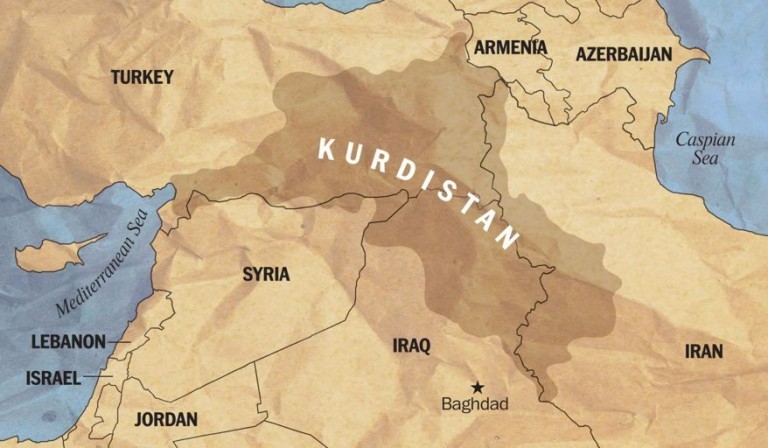 Sơ đồ phân bố người Kurd ở khu vực Trung Đông