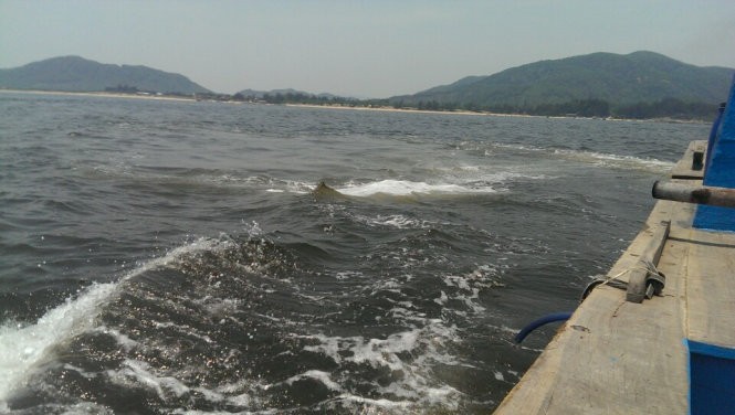 Vệt nước khác thường trên vùng biển Kỳ Xuân - Hà Tĩnh - Ảnh: Cơ quan chức năng cung cấp