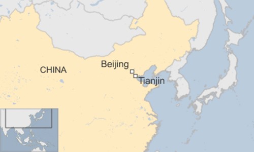Thiên Tân cách thành phố Bắc Kinh khoảng 120 km về phía đông và là một trong những thành phố cảng quan trọng của Trung Quốc. Ảnh:BBC.