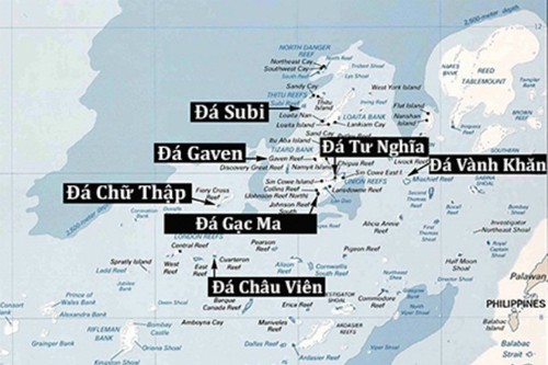 7 đá Trung Quốc cải tạo trái phép ởTrường Sa. Đồ họa:The Diplomat. 7 đá Trung Quốc cải tạo trái phép ởTrường Sa. Đồ họa:The Diplomat.