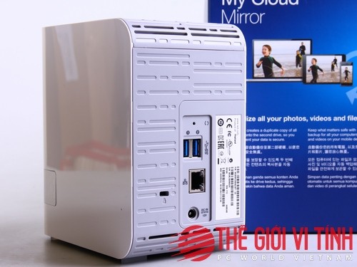 Ở mặt sau My Cloud Mirror là 2 cổng USB 3.0, cổng mạng Gigabit và ngõ cấp nguồn (qua adapter).