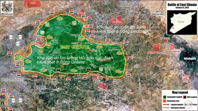 Bản đồ chiến sự khu vực Đông Ghouta