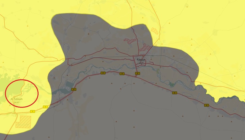 Bản đồ chiến sự khu vực thành phố Tabqa, tỉnh Raqqa hoàn toàn giải phóng