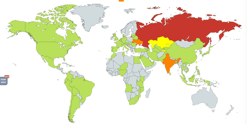 Bản đồ lây nhiễm mã độc WannaCry trên toàn thế giới