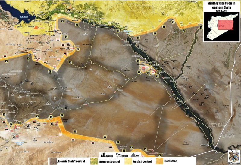 Bản đồ chiến trường khu vực Raqqa - Homs, các mũi tấn công của quân đội Syria