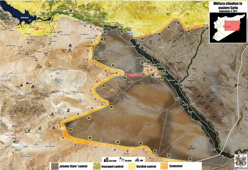 Bản đồ chiến sự chiến trường Deir Ezzor theo Masdar News