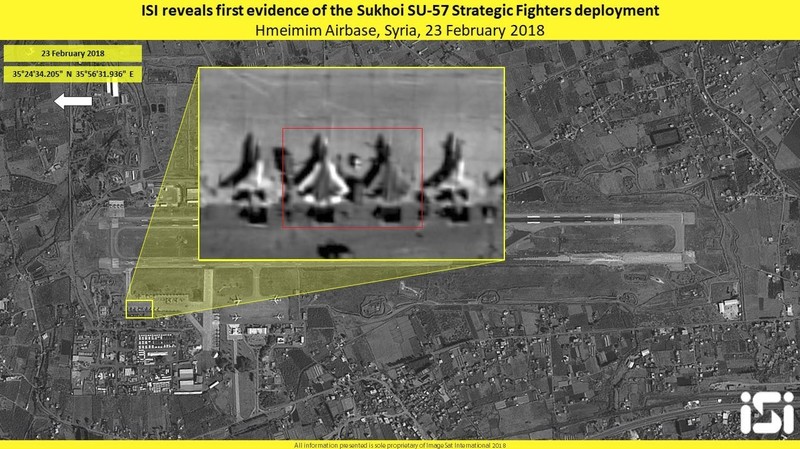 Hai chiếc tiêm kích tàng hình thế hệ 5 Su-57 trên căn cứ không quân Khmeimim, Latakia, Syria