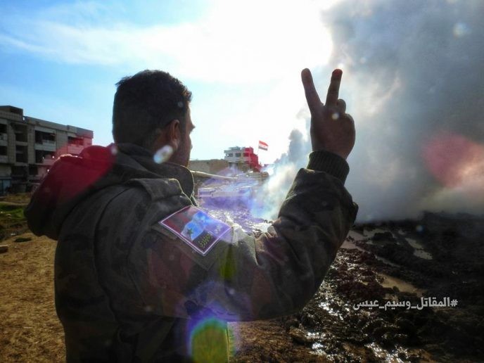 Binh sĩ quân đội Syria trên chiến trường Đông Ghouta - ảnh minh họa Masdar News