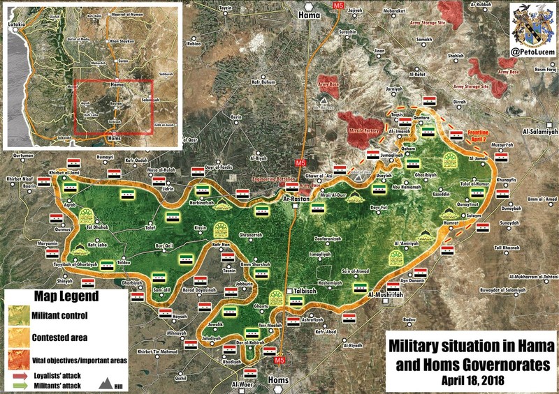 Bản đồ tình hình chiến sự khu vực Rastan - Homs, Hama - ảnh Soth Front