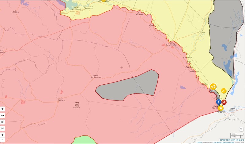 Bản đồ tình hình khu vực sa mạc phía tây Deir Ezzor và sa mạc phía đông tình Homs