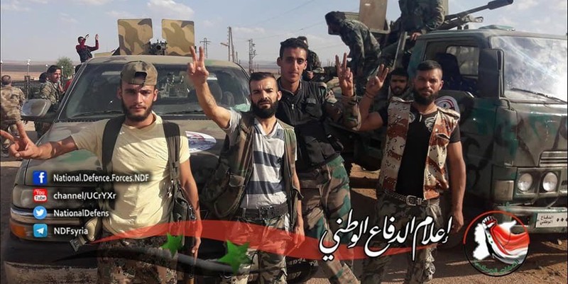 Các lực lượng vũ trang Syria đến từ ngoại ô Damascus. Ảnh lực lượng NDF Các lực lượng vũ trang Syria đến từ ngoại ô Damascus. Ảnh lực lượng NDF