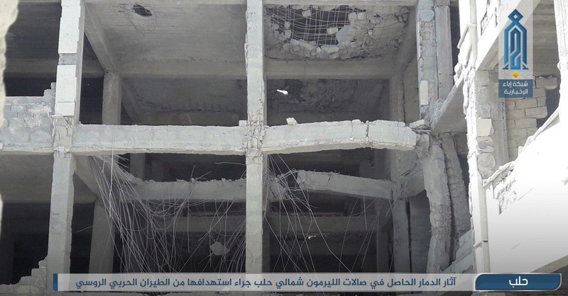 Hậu quả vụ không kích của không quân Nga ngoại ô Aleppo. Ảnh trang Ibba