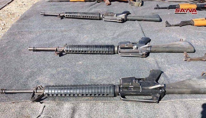 Những vũ khí thu được ở Quneitra và Damascus. Ảnh: SANA.