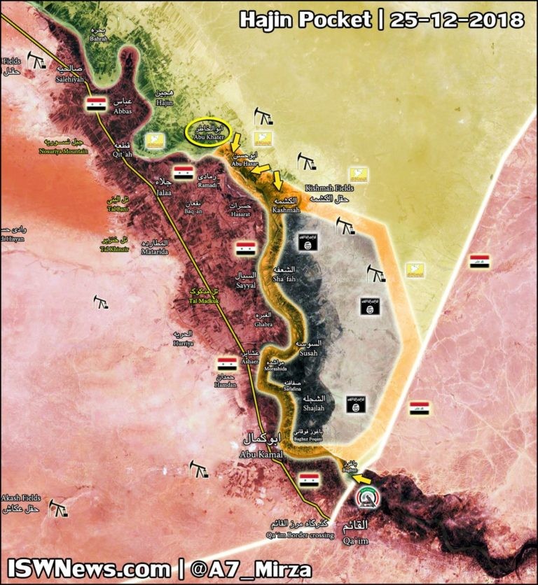 Chiến dịch tấn công giải phóng làng Abu Khatir của SDF. Ảnh: bản đồ South Front.