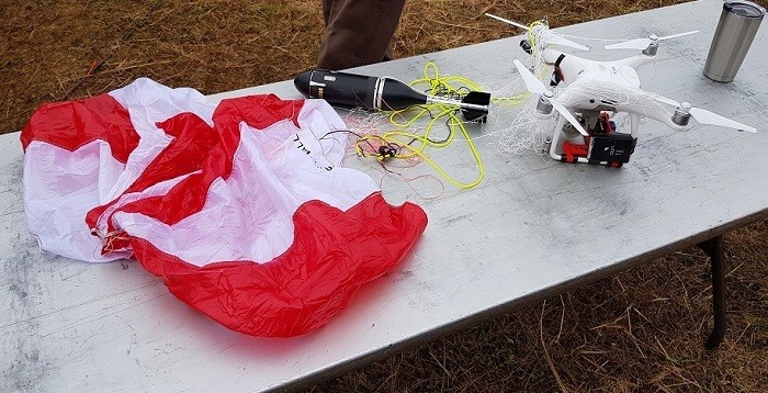 Một drone bị bắn hạ trong cuộc thử nghiệm của Lính thủy đánh bộ Mỹ. Ảnh: Waspot.