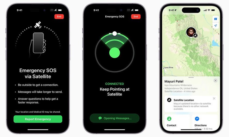 Dòng iPhone 14 có tính năng SOS khẩn cấp qua vệ tinh. Ảnh Apple