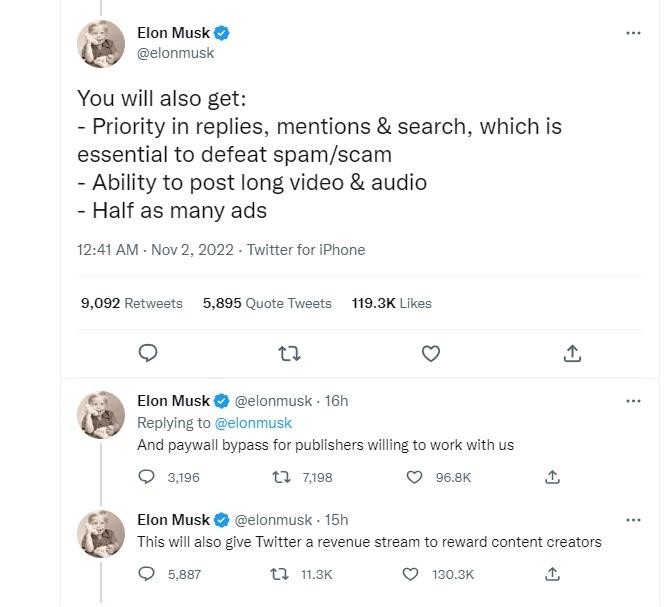 Những ưu đãi dành cho người dùng với giá 8 USD/Tháng của Elon Musk. Những ưu đãi dành cho người dùng với giá 8 USD/Tháng của Elon Musk.