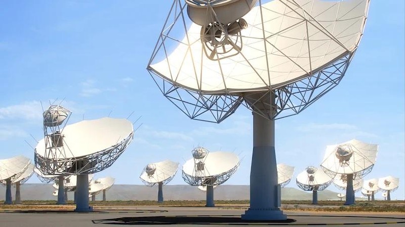 Các antenna đĩa của kính thiên văn vô tuyến SKA. Ảnh SKAO Các antenna đĩa của kính thiên văn vô tuyến SKA. Ảnh SKAO