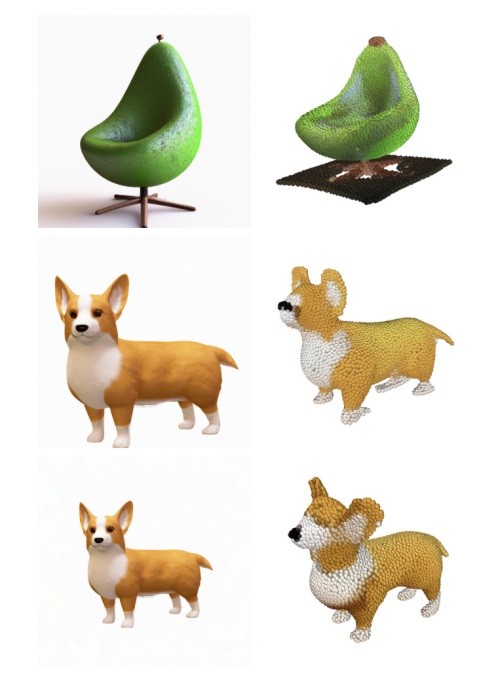 Chuyển đổi các đám mây điểm Point-E thành các mắt lưới. Ảnh OpenAI