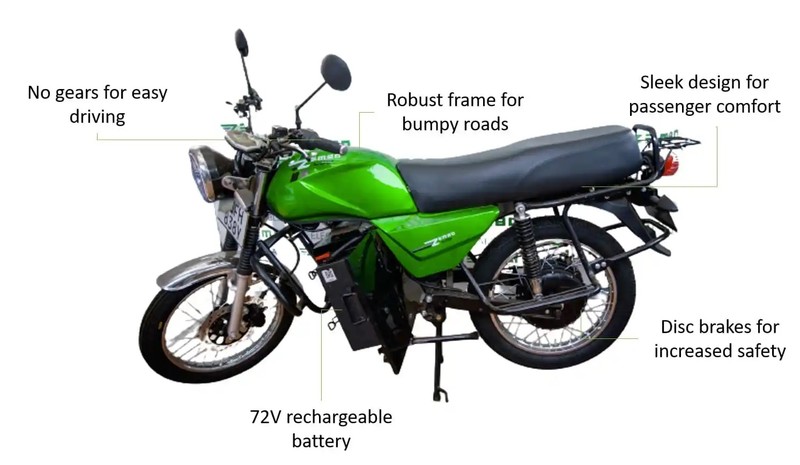 Xe máy Zembo. Được sản xuất tại Uganda. Ảnh Electrek Xe máy Zembo. Được sản xuất tại Uganda. Ảnh Electrek