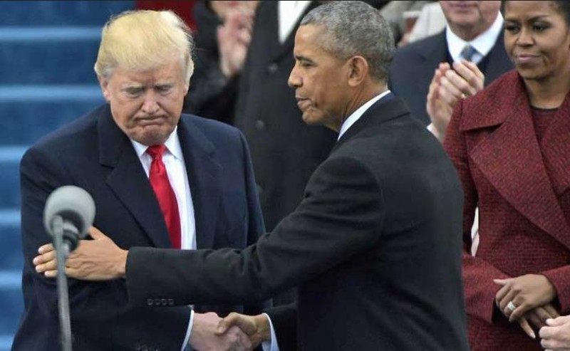 Ông Donald Trump và ông Barack Obama trong ngày 20 tháng 1 năm 2017 - ngày nhậm chức Tổng thống Mỹ của ông Donald Trump. Ảnh: CNN