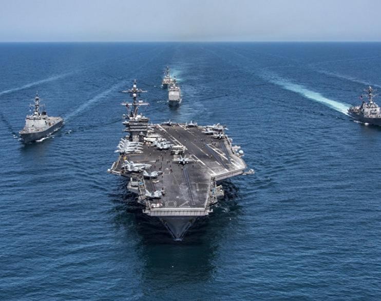 Cụm tấn công tàu sân bay USS Carl Vinson, Hải quân Mỹ. Ảnh: Sputnik