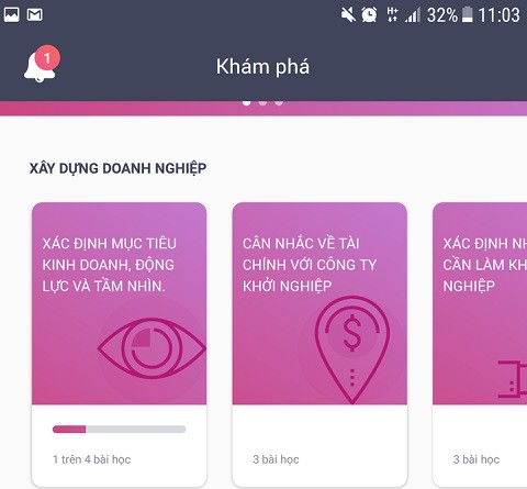 Giao diện app của ứng dụng HerVenture trên thiết bị di động. Giao diện app của ứng dụng HerVenture trên thiết bị di động.