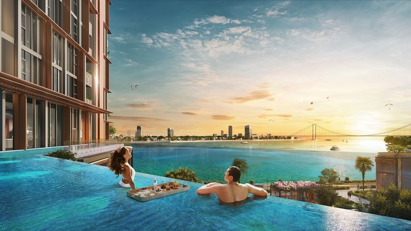 Dự án sở hữu những tòa tháp hiếm hoi nằm sát mép nước ven sông Hàn. Ảnh phối cảnh minh họa Sun Property A4.jpg